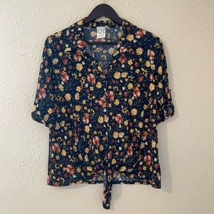 Naïf Navy Blue Floral Tie Top